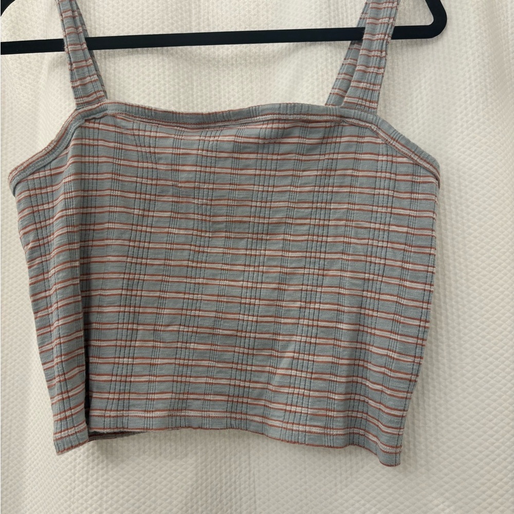 American Eagle Outfitters Plaid Crop Top in light blue and orange